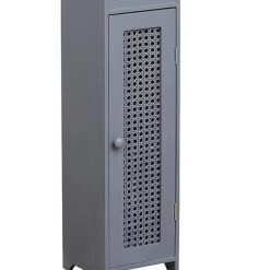 Meuble Réserve Et Dérouleur WC Cannage Gris -Décoration De Meubles meuble reserve et derouleur wc cannage gris 1