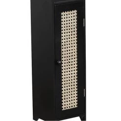 Meuble Réserve Et Dérouleur WC Cannage Noir -Décoration De Meubles meuble reserve et derouleur wc cannage noir 1