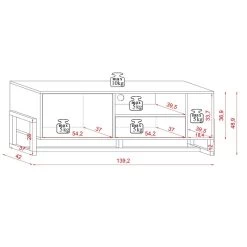 Meuble TV 2 Portes 2 Niches Oslo Blanc -Décoration De Meubles meuble tv 2 portes 2 niches oslo blanc 5