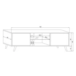 Meuble TV 2 Portes Sweden Blanc -Décoration De Meubles meuble tv 2 portes sweden blanc 3