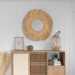 Miroir Rond 80 Cm En Roseau Ael Atmosphera -Décoration De Meubles miroir rond 80 cm en roseau ael atmosphera 2