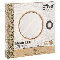 Miroir Rond D57 Bambou LED 5Five -Décoration De Meubles miroir rond d57 bambou led 5five 1 3