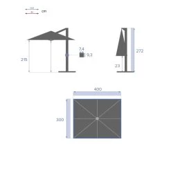 Parasol Décentré Eléa Rectangulaire Toile Sunbrella® Anthracite Hespéride -Décoration De Meubles parasol decentre elea rectangulaire sunbrella anthracite hesperide 3