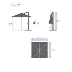 Parasol Déporté Carré Equador Bordeaux Hespéride -Décoration De Meubles parasol deporte carre equador bordeaux hesperide 7