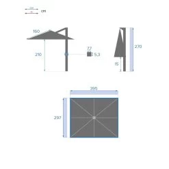 Parasol Déporté Rectangulaire Equador Ardoise Hespéride -Décoration De Meubles parasol deporte rectangulaire equador ardoise hesperide 1 7
