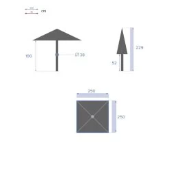 Parasol Droit Carré 2,5x2,5m Soya Bordeaux Hespéride -Décoration De Meubles parasol droit carre 25x25m soya bordeaux hesperide 6