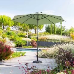 Parasol Mat Central Rond 3m Loompa Olive Hespéride