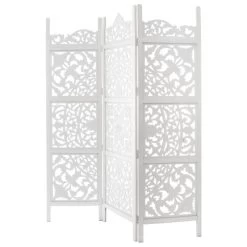 Paravent Blanc Terre Bois Sculpté Atmosphera