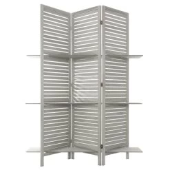 Paravent Bois 3 étagères Gris Atmosphera