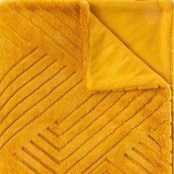 Plaid Géant 180x230 Fourrure Jaune Moutarde Atmosphera -Décoration De Meubles plaid geant 180x230 fourrure jaune moutarde atmosphera 2