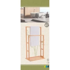Porte Serviettes Bambou 2 Barres -Décoration De Meubles porte serviettes bambou 2 barres 1 1
