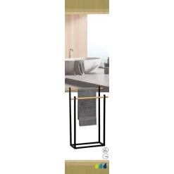 Porte Serviettes Métal Noir 2 Barres Bambou -Décoration De Meubles porte serviettes metal noir 2 barres bambou 1