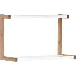 Porte Serviettes Nuovo à Fixer Blanc Et Bambou