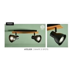 Rampe 2 Spots Atelier Métal Et Bois Ostaria -Décoration De Meubles rampe 2 spots atelier metal et bois ostaria 2