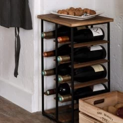 Range Bouteilles En Fer Et Bois Bakos Atmosphera -Décoration De Meubles range bouteilles en fer et bois bakos atmosphera 1