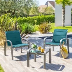 Salon De Jardin Duo Elyn Bleu Canard/graphite Hespéride