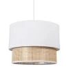 Suspension 2 Abat-jours Cannage Et Tissu Blanc Ostaria -Décoration De Meubles suspension 2 abat jours cannage blanc ostaria