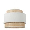 Suspension 3 Abat-jours Cannage Et Tissu Blanc Ostaria