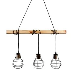 Suspension Indus Barre En Bois 3 Cordons Ostaria