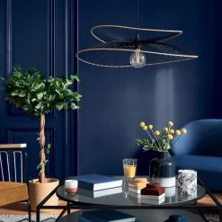Suspension Métal Et Rotin Alara D69 Atmosphera -Décoration De Meubles suspension metal et rotin alara d69 atmosphera 1