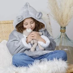 Sweat Plaid à Capuche Ours Gris Enfant Atmosphera 7 Sweat Plaid à Capuche Ours Gris Enfant Atmosphera -Décoration De Meubles sweat plaid a capuche ours gris enfant atmosphera 1