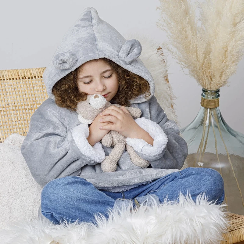 Sweat Plaid à Capuche Ours Gris Enfant Atmosphera 4 Sweat Plaid à Capuche Ours Gris Enfant Atmosphera – Image 2