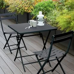 Table Carrée Pliante Greensboro 2p Graphite Hespéride -Décoration De Meubles table carree greensboro graphite 2
