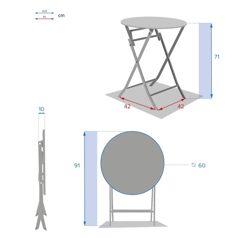 Table Ronde Pliante Greensboro 2p Jade Hespéride 6 Table Ronde Pliante Greensboro 2p Jade Hespéride – Image 4
