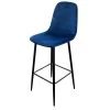 Tabouret De Bar En Velours Bleu Indigo Pieds Métal Inoui -Décoration De Meubles tabouret de bar en velours bleu indigo pieds metal inoui