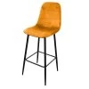 Tabouret De Bar En Velours Jaune Pieds Métal Inoui -Décoration De Meubles tabouret de bar en velours jaune pieds metal inoui