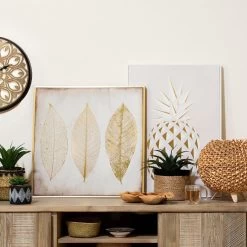 Toile Imprimée Feuilles Dorées Encadrée Atmosphera 5 Toile Imprimée Feuilles Dorées Encadrée Atmosphera -Décoration De Meubles toile imprimee feuilles dorees encadree atmosphera 1