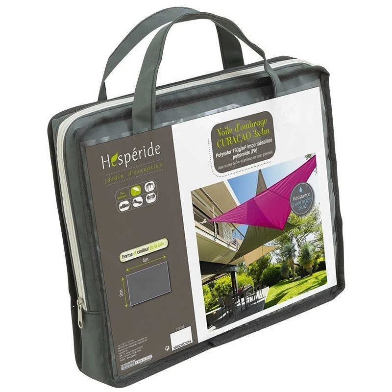 Toile Solaire 3x4m Curacao Gris Hespéride 6 Toile Solaire 3x4m Curacao Gris Hespéride – Image 4