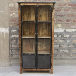 Vitrine 2 Portes Bois De Manguier Et Métal 11 Vitrine 2 Portes Bois De Manguier Et Métal -Décoration De Meubles vitrine 2 portes bois de manguier et metal 1 2