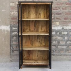 Vitrine 2 Portes Bois De Manguier Et Métal 12 Vitrine 2 Portes Bois De Manguier Et Métal -Décoration De Meubles vitrine 2 portes bois de manguier et metal 1 3