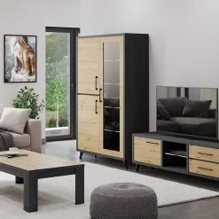 Vitrine 3 Portes Avec LED Wiva -Décoration De Meubles vitrine 3 portes avec led wiva 1