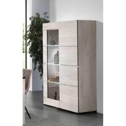 Vitrine éclairage LED Chêne Blanchi Elba 7 Vitrine éclairage LED Chêne Blanchi Elba -Décoration De Meubles vitrine eclairage led chene blanchi elba 1