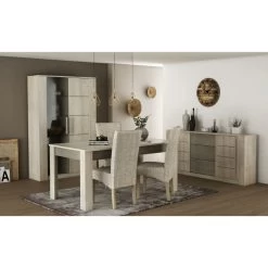 Demeyere Vitrine LED 2 Portes CANNES Chêne Champagne/béton Clair -Décoration De Meubles vitrine led 2 portes cannes chene champagne beton clair 5